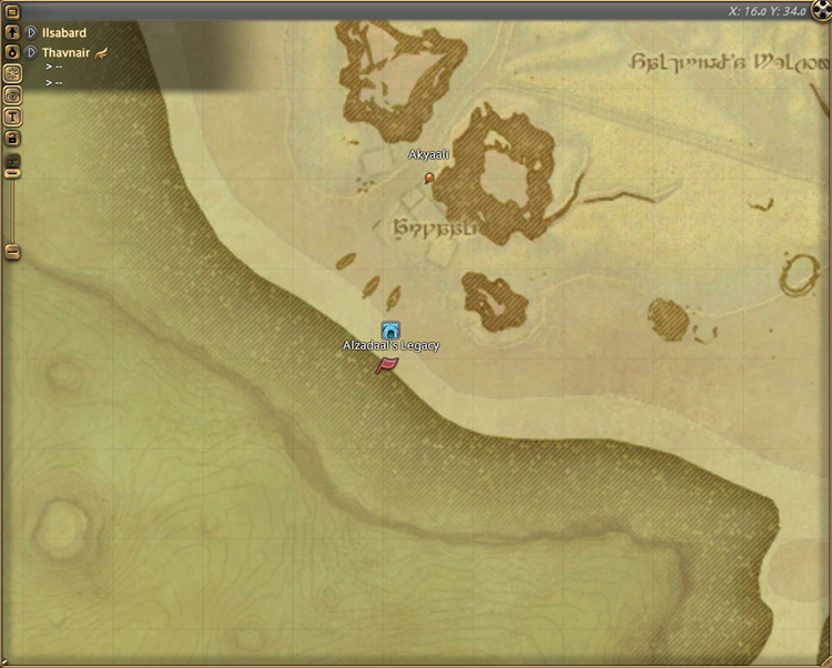 Y’shtola’s map location in Thavnair / Final Fantasy XIV