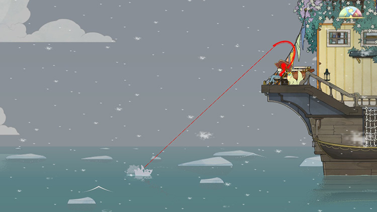 Watch your line while fishing to stop it from snapping. / Spiritfarer