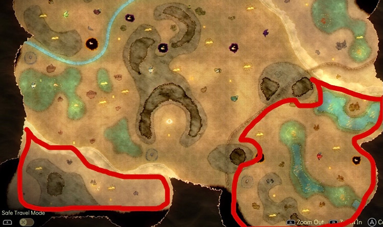 Here are the two regions in the game where you can find giant scallops. / Spiritfarer