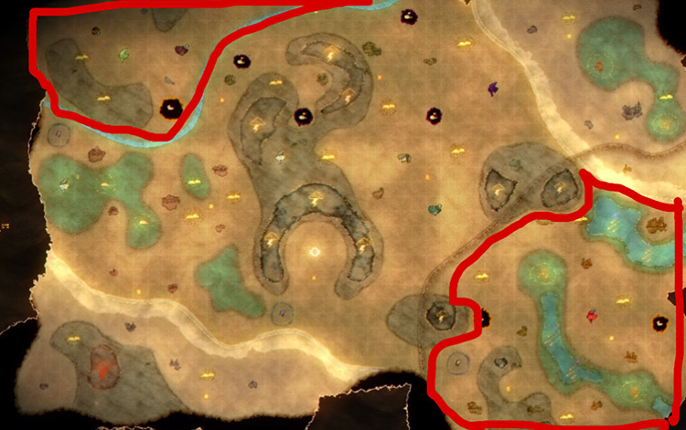 Here are the two regions in the World Map where you can find scallops. / Spiritfarer
