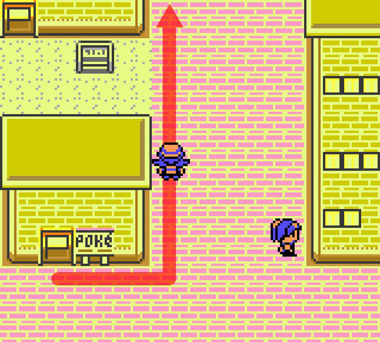 Going up the main road from the Goldenrod Pokémon Center / Pokémon Crystal