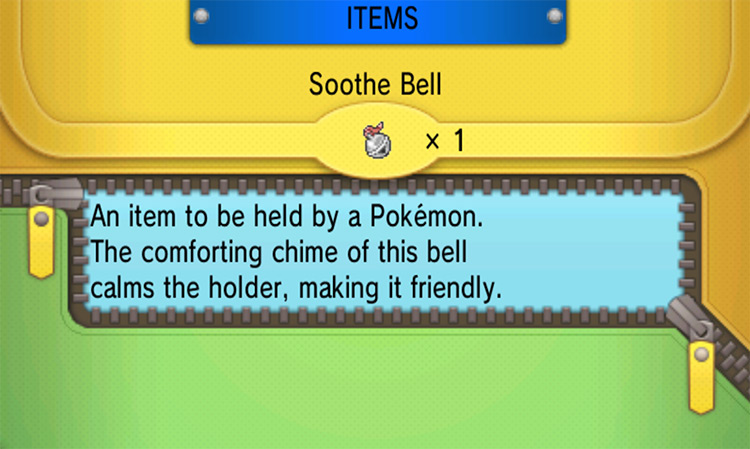 Viewing the Soothe Bell in-game / Pokémon ORAS