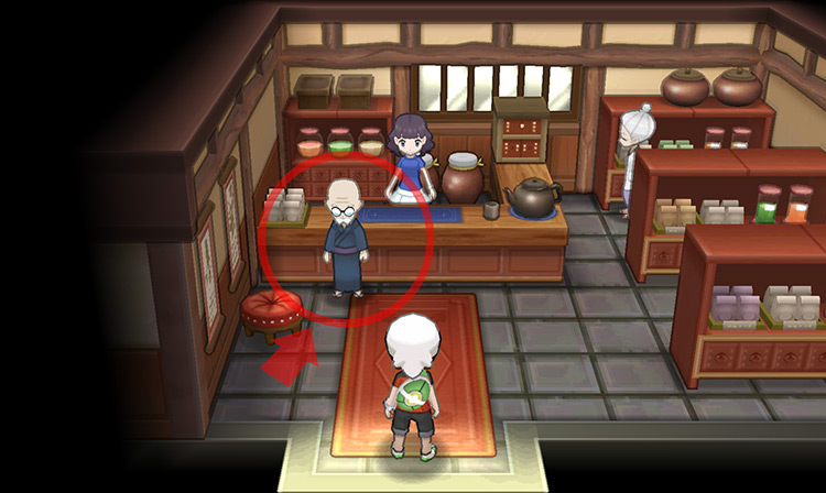 The old man inside the Pokémon Herb Shop / Pokémon ORAS