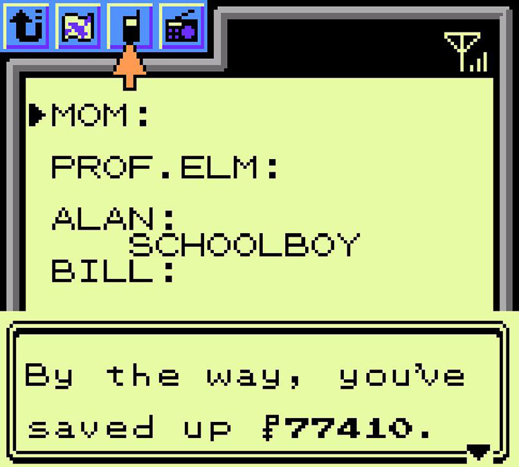 Calling mom to check savings / Pokémon Crystal