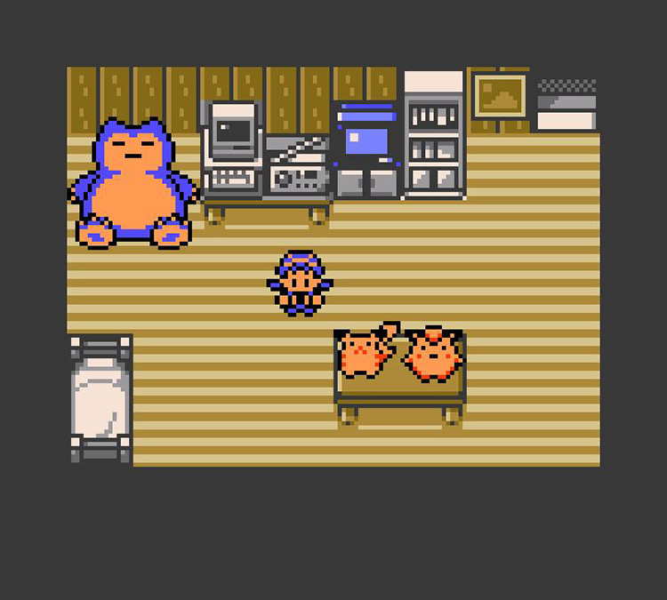 Player’s room with Snorlax, Pikachu, and Clefairy dolls / Pokémon Crystal
