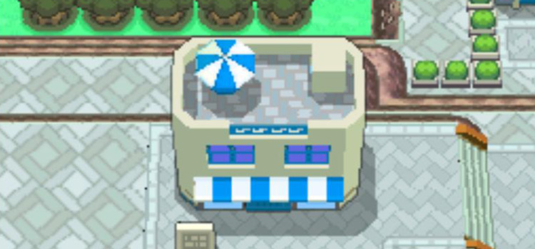 Screenshot of the 7-stars Restaurant in Pokémon Platinum