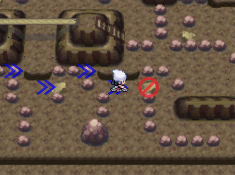 Stopping the Bicycle right before the fourth ramp. / Pokémon Platinum