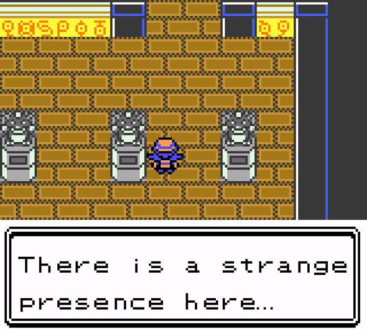 Dialogue announcing the presence of Unown. / Pokémon Crystal