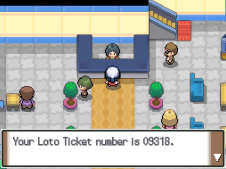 Receiving the 5-digit Ticket number. / Pokémon Platinum