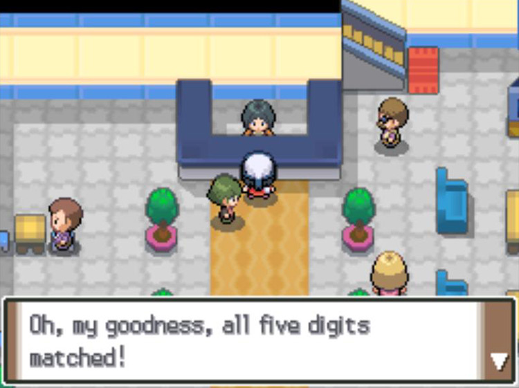 Winning the grand prize for matching all 5 digits. / Pokémon Platinum
