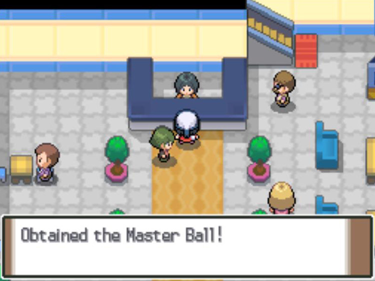 Receiving a Master Ball as the Lottery’s grand prize. / Pokémon Platinum