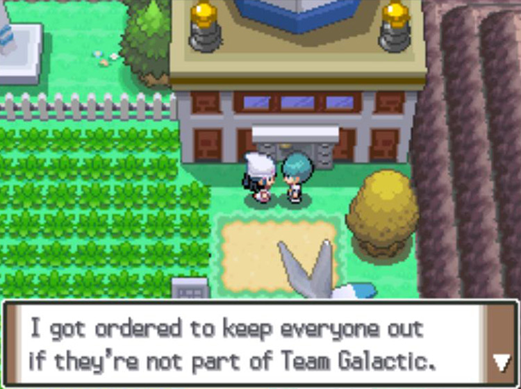 The Galactic Grunt keeping you from entering the Valley Windworks / Pokémon Platinum