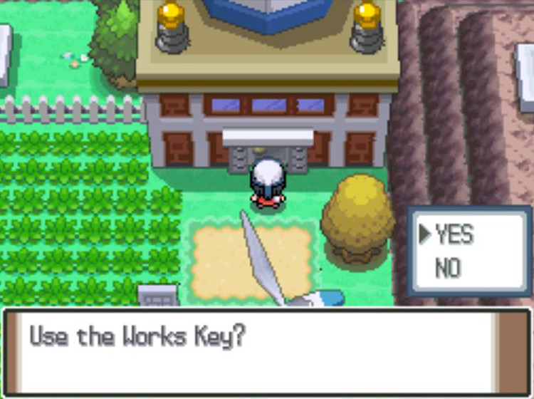 Using the Works Key to open the Valley Windworks / Pokémon Platinum