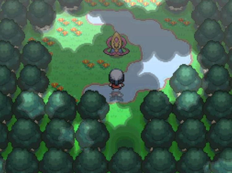 Approaching Cresselia inside the Fullmoon woods / Pokémon Platinum