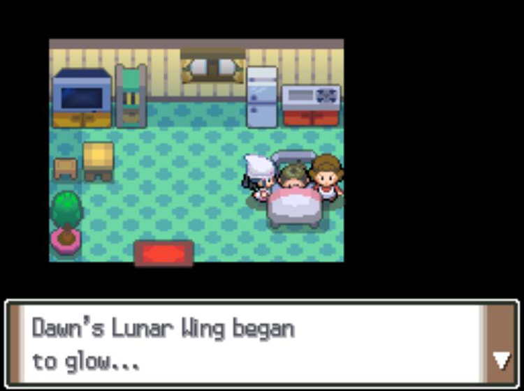 The Lunar Wing interacting with Sailor Eldritch’s son / Pokémon Platinum