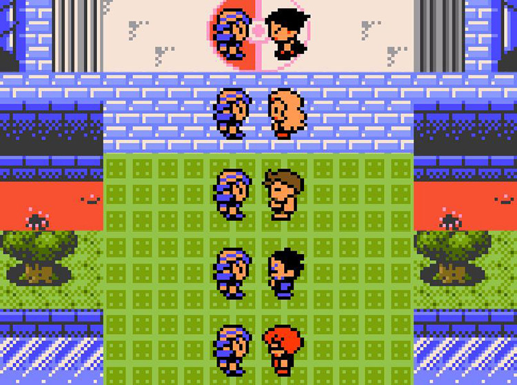 The Elite Four and their leader Lance (top). / Pokémon Crystal