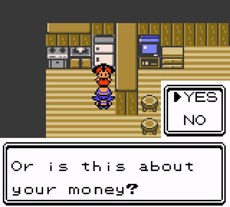 Mom asks whether we want to manage our money. / Pokémon Crystal