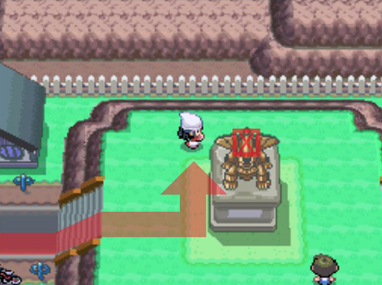 Searching for the hidden Draco Plate behind the Palkia statue’s head / Pokémon Platinum