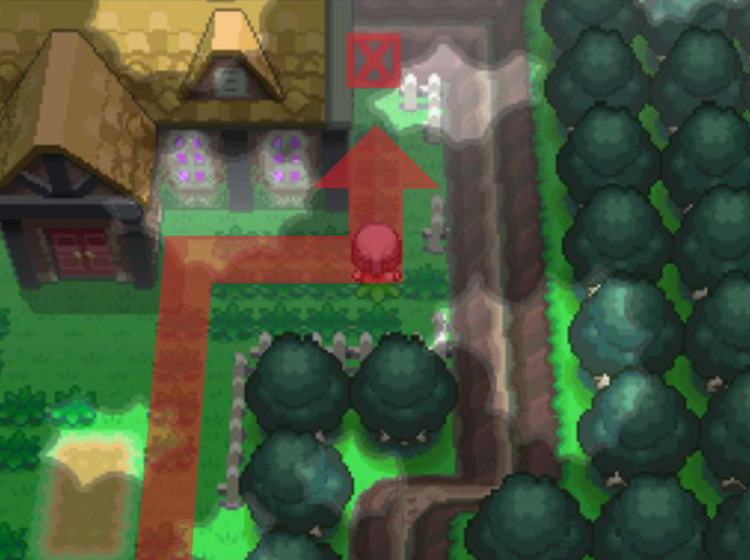 Approaching the wall to the right of the Old Chateau / Pokémon Platinum