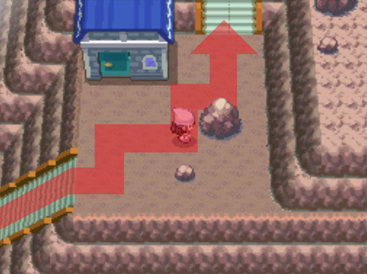 Passing the house and heading for the staircase / Pokémon Platinum