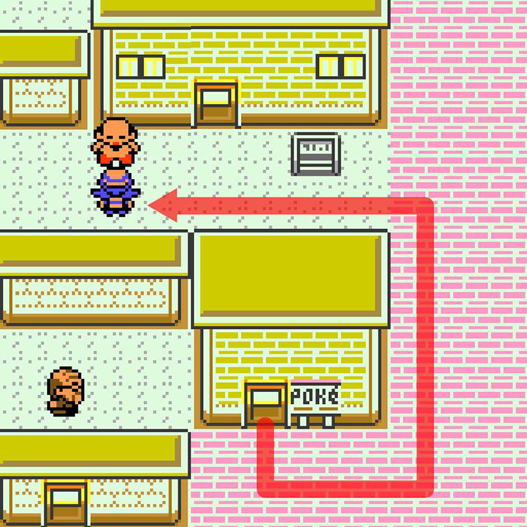 Approaching the Move Tutor in front of the Game Corner / Pokémon Crystal