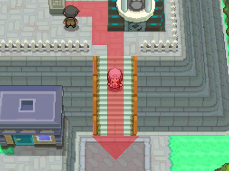 Heading south from the Galactic HQ’s front entrance / Pokémon Platinum