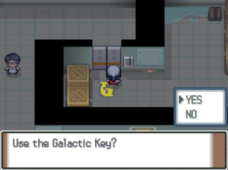 Using the Galactic Key to unlock a security door / Pokémon Platinum