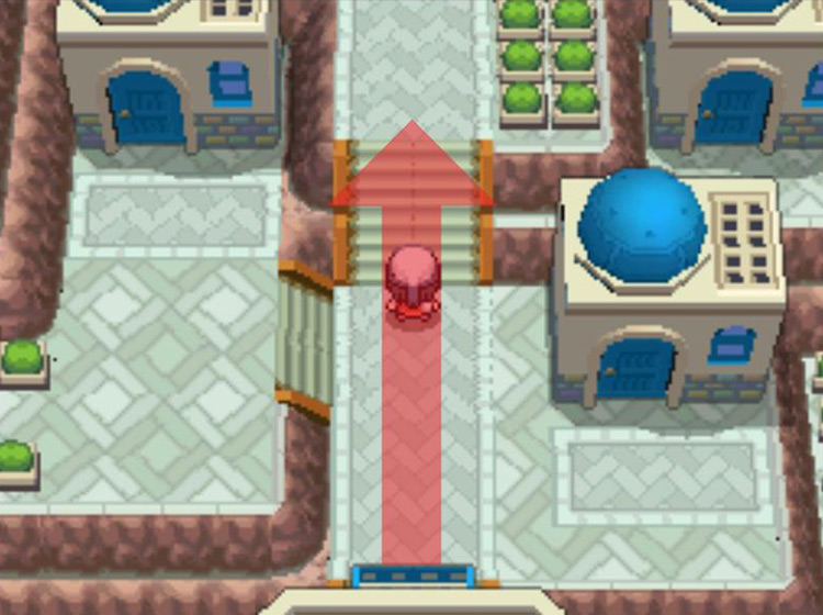 Heading up the stairs to the north / Pokémon Platinum