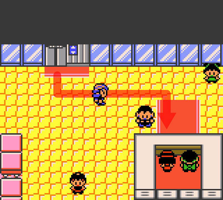 Approaching the Friendship Rater in the Goldenrod Dept. Store, 5F. / Pokémon Crystal