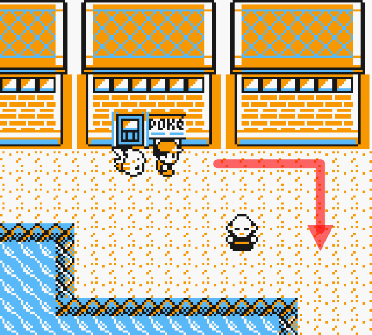 Standing in front of the Vermillion City Pokémon Center / Pokémon Yellow