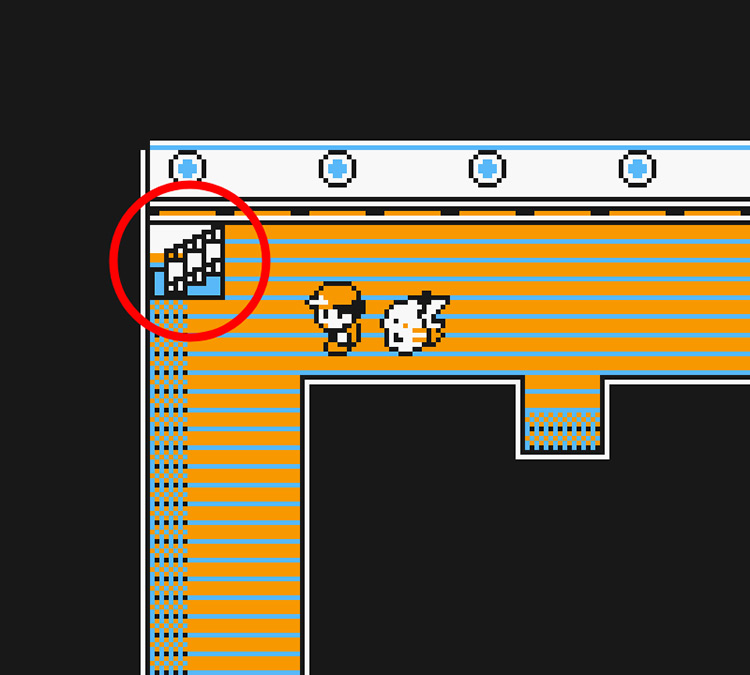 Facing the stairs you need to head up / Pokémon Yellow