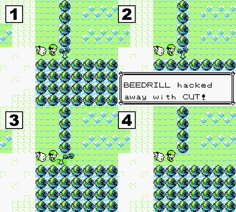 Cut being used outside of battle to cut down trees / Pokémon Yellow