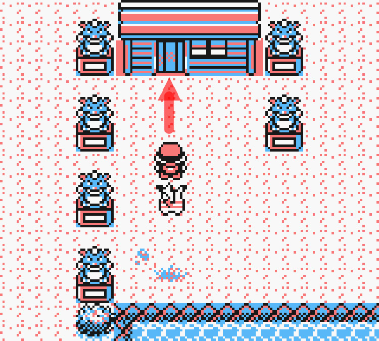 Standing in front of the secret house where HM03 is given to you / Pokémon Yellow