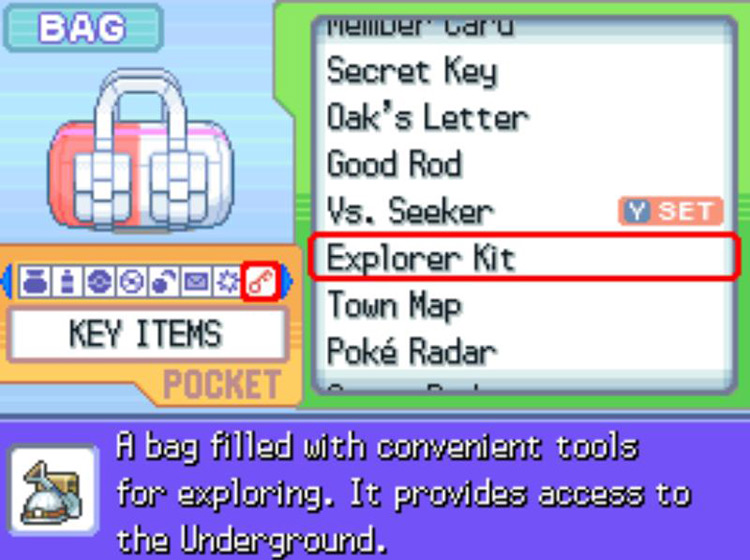 The in-game description for the Explorer Kit / Pokémon Platinum