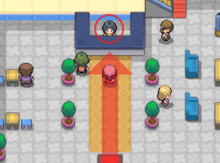 Approaching the clerk at the front counter. / Pokémon Platinum