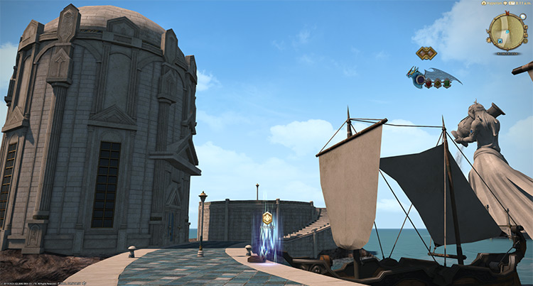 Entrance to The Aetherfont through the Scholar’s Harbor docks / Final Fantasy XIV