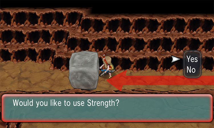 Using HM04 Strength to move a boulder / Pokémon Omega Ruby and Alpha Sapphire