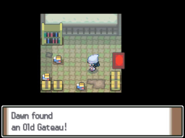 Picking up the Old Gateau inside the Old Chateau. / Pokémon Platinum