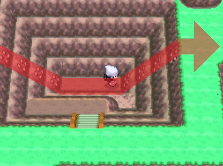 Climbing the next rocky wall to the east / Pokémon Platinum