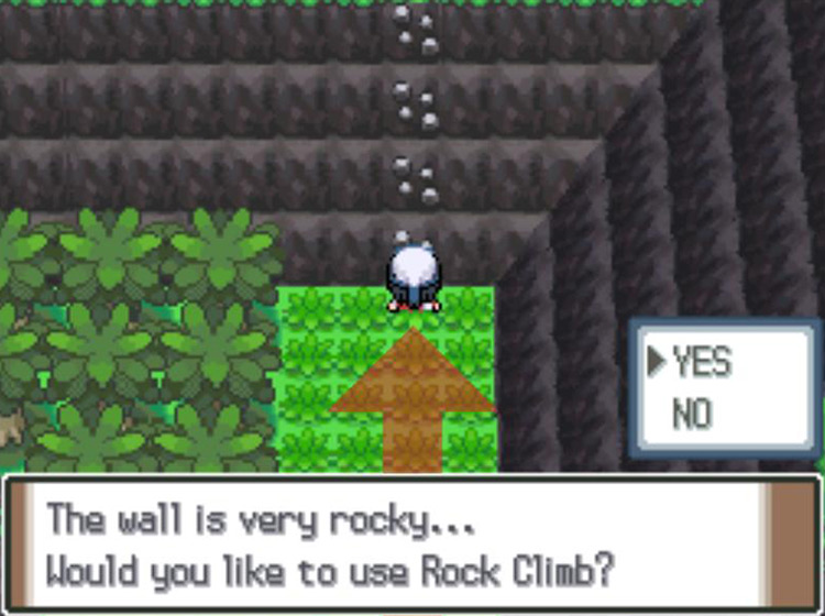 Using Rock Climb to scale the mountain / Pokémon Platinum