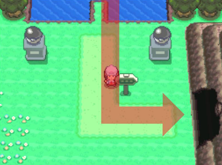 Entering the mouth of Victory Road. / Pokémon Platinum