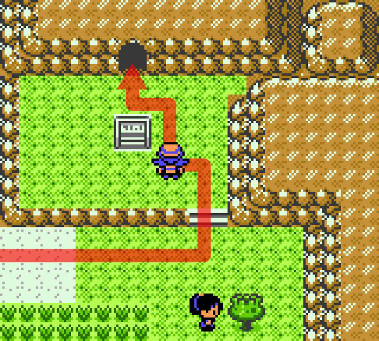 Entering Union Cave from the Azalea Town side (Route 33). / Pokémon Crystal