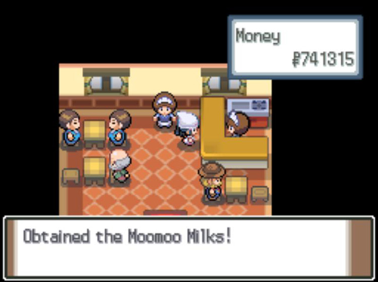 Concluding a bulk purchase of Moomoo Milks. / Pokémon Platinum