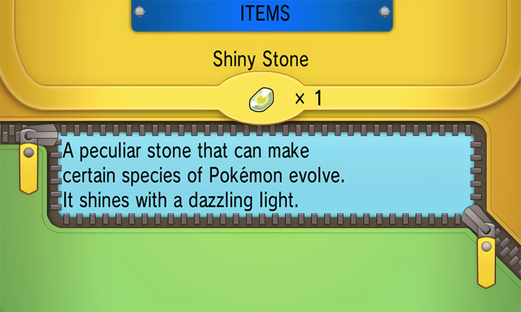 In-game details for Shiny Stone / Pokémon Omega Ruby and Alpha Sapphire