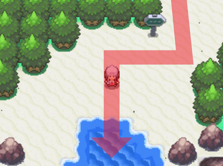 Using Surf at the ocean. / Pokémon Platinum