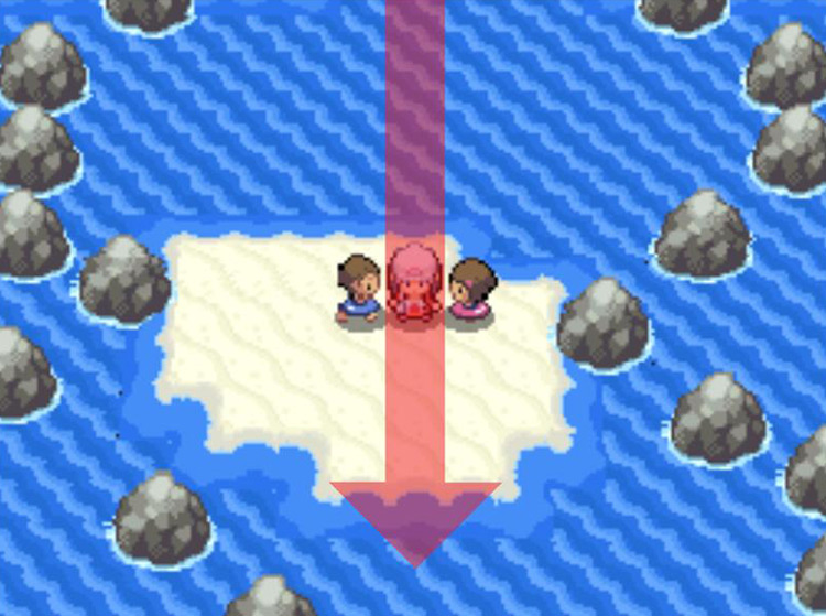 Crossing over the sand patch. / Pokémon Platinum