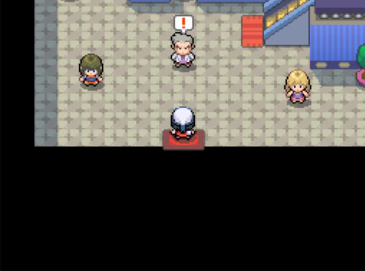 Running into Professor Oak during the first visit to Pal Park. / Pokémon Platinum