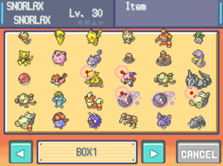 Selecting six Pokémon to migrate. / Pokémon Platinum