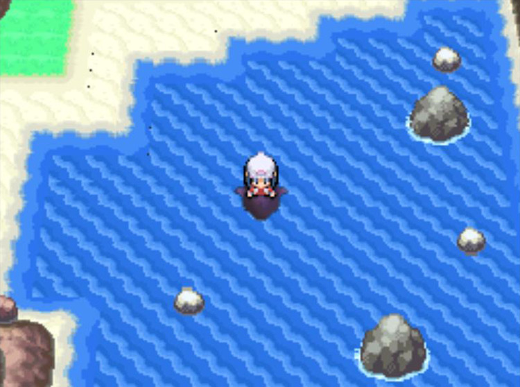 The Sea area in the southeastern corner of Pal Park. / Pokémon Platinum