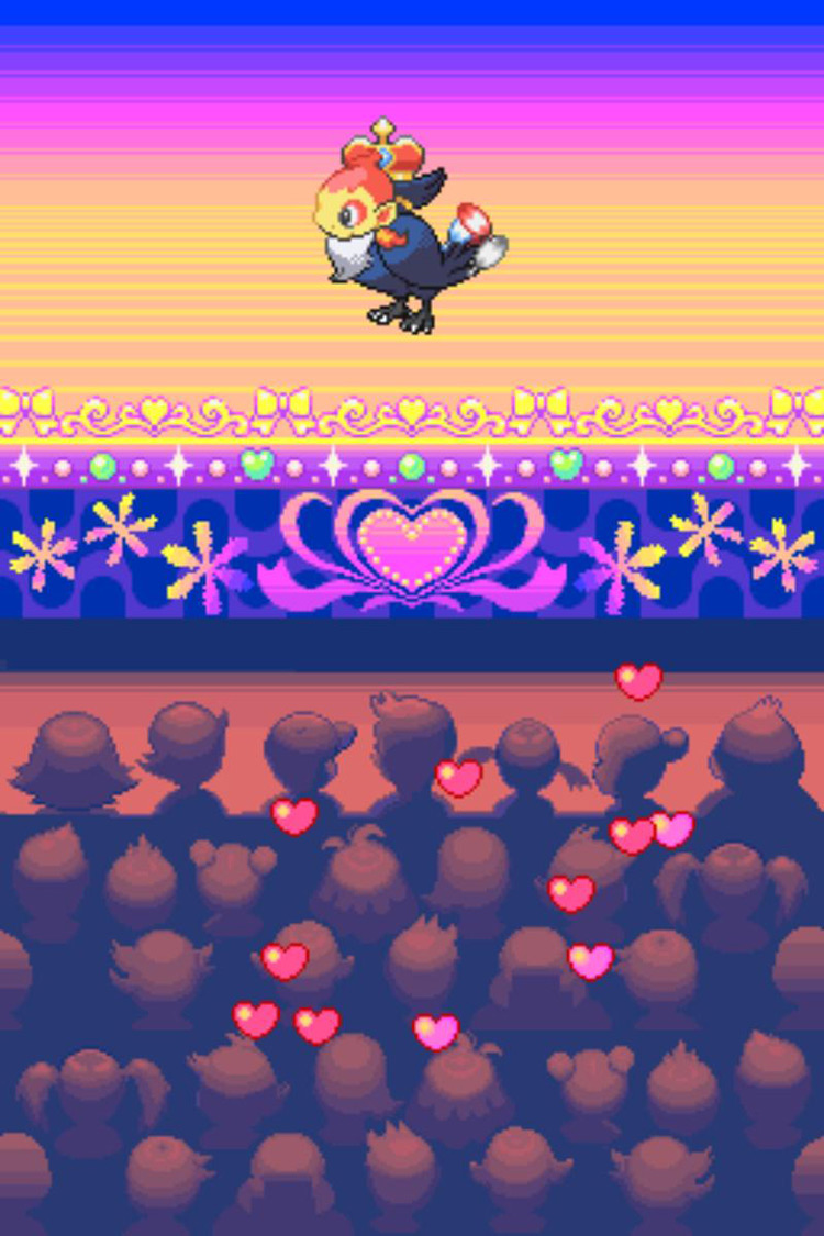 Earning three pink hearts during the Visual Competition entry / Pokémon Platinum